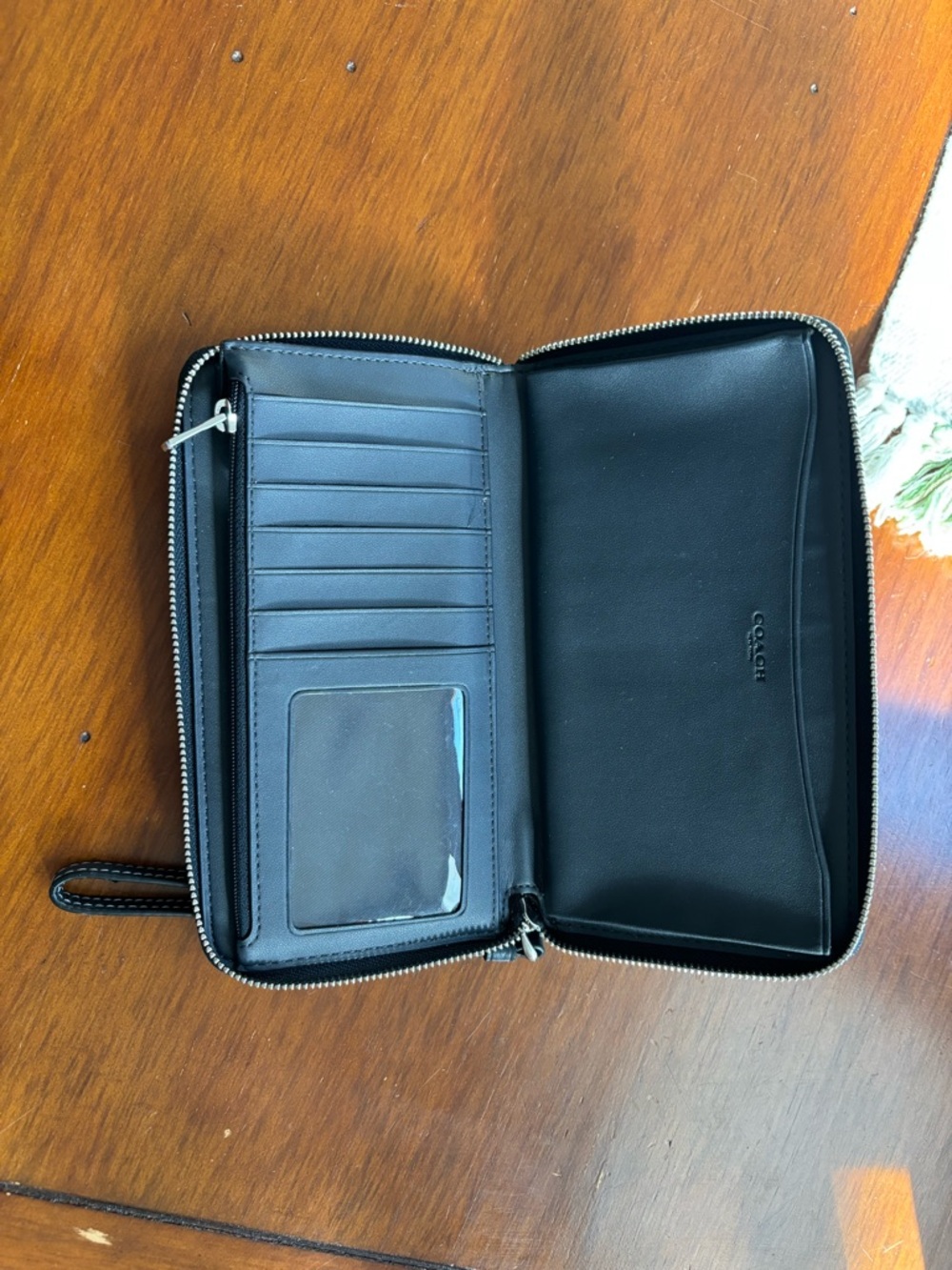 Coach Navy and Black Signature Wristlet with Stripe - Picture 2 of 2